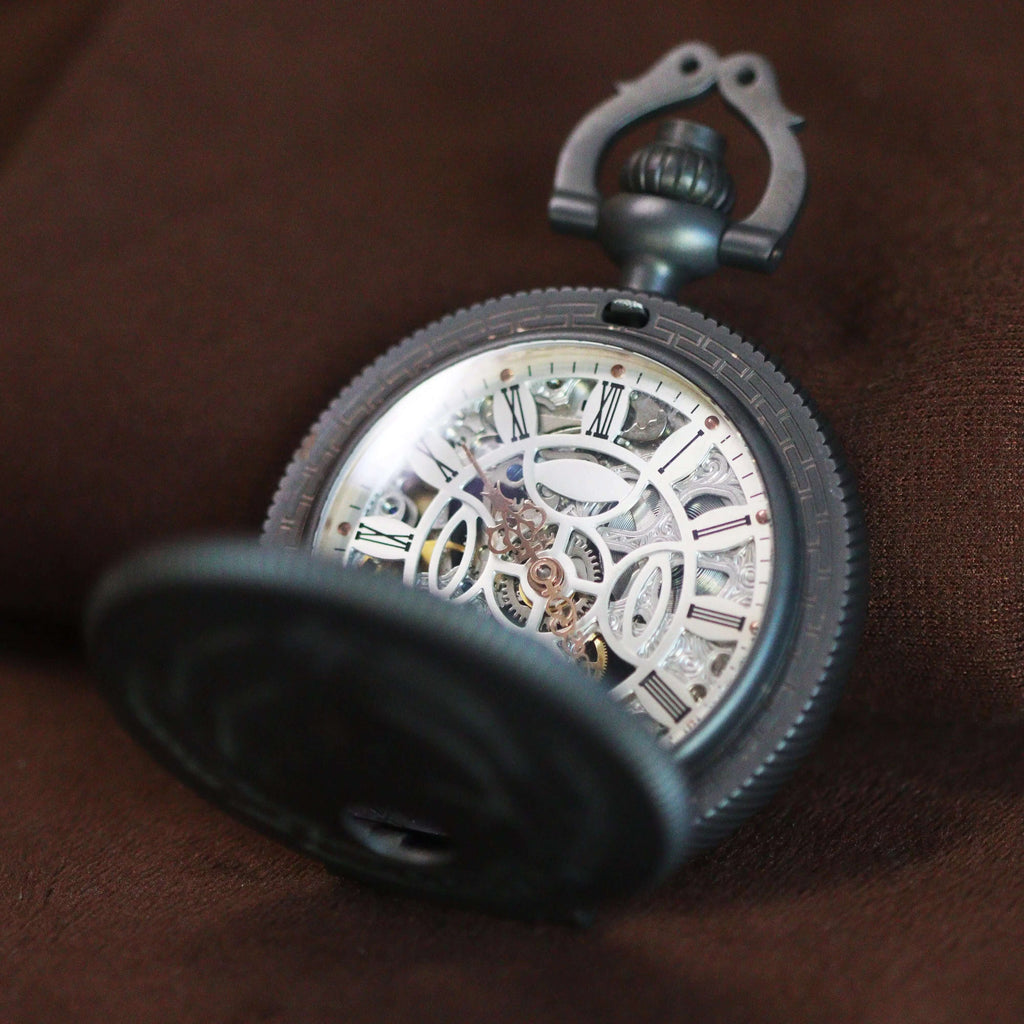 Waterproof mechanical bronze/sandblasted steel pocket watch sidaxin