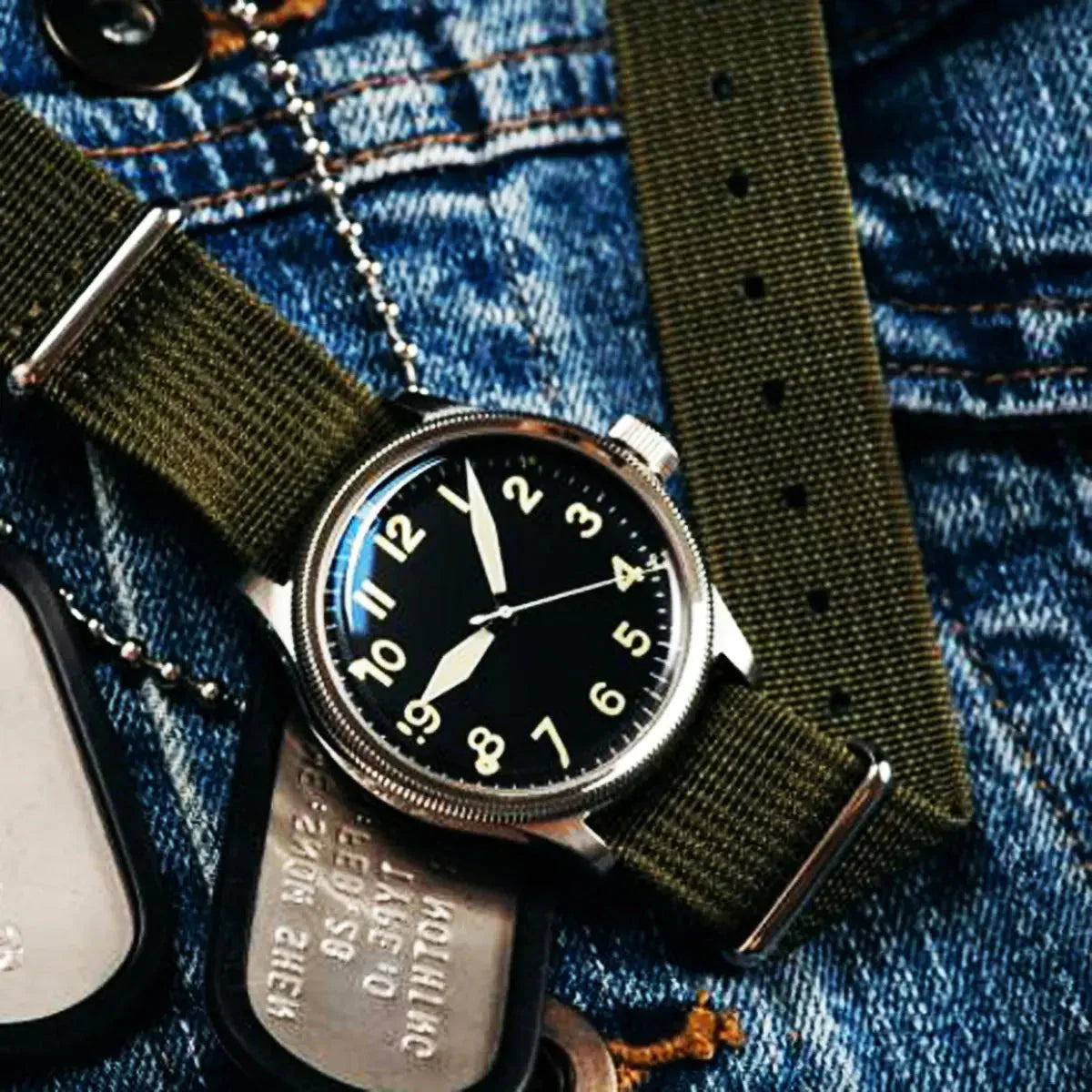 Automatic Bronze/Stainless Steel Retro military watch sidaxin