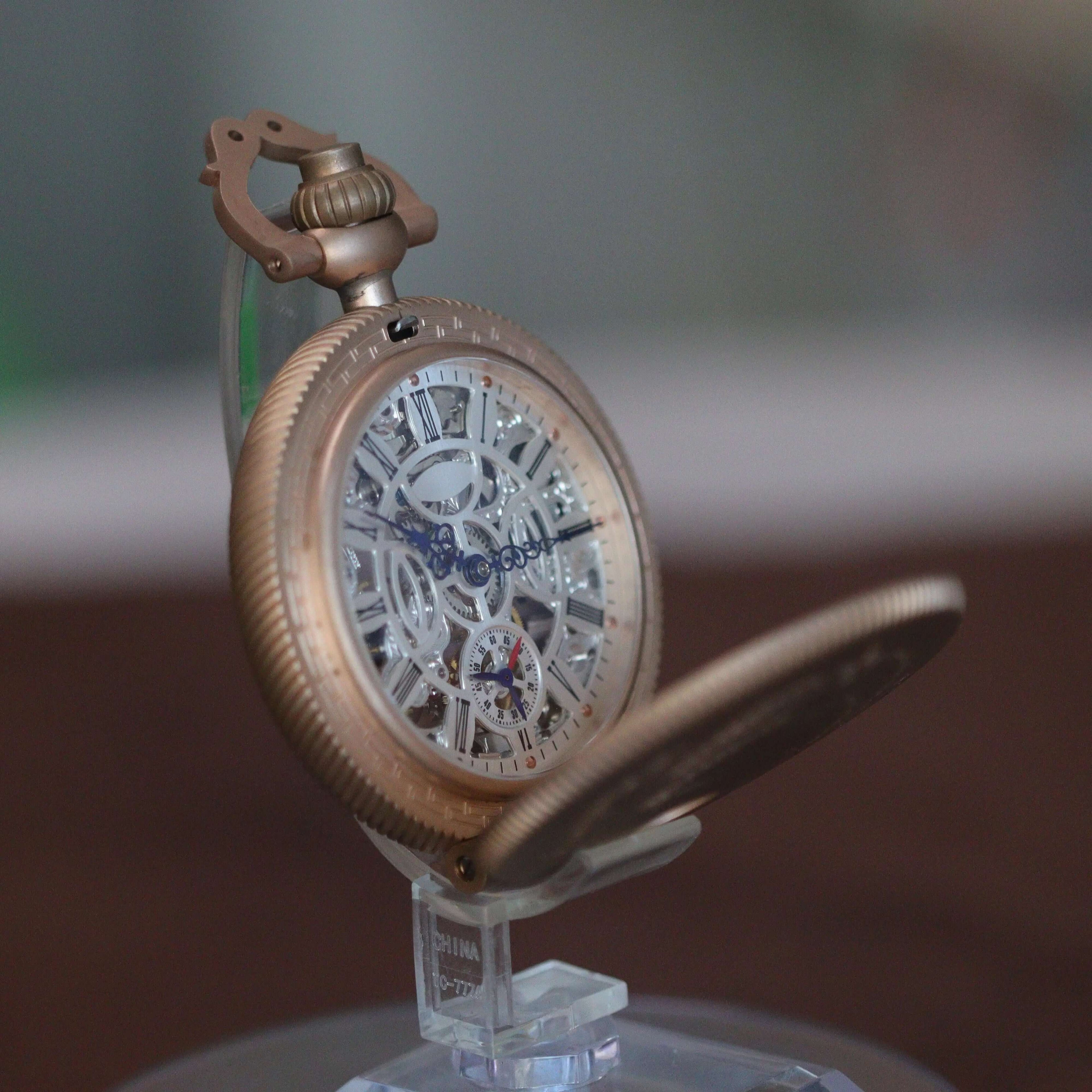 Waterproof mechanical bronze/sandblasted steel pocket watch sidaxin