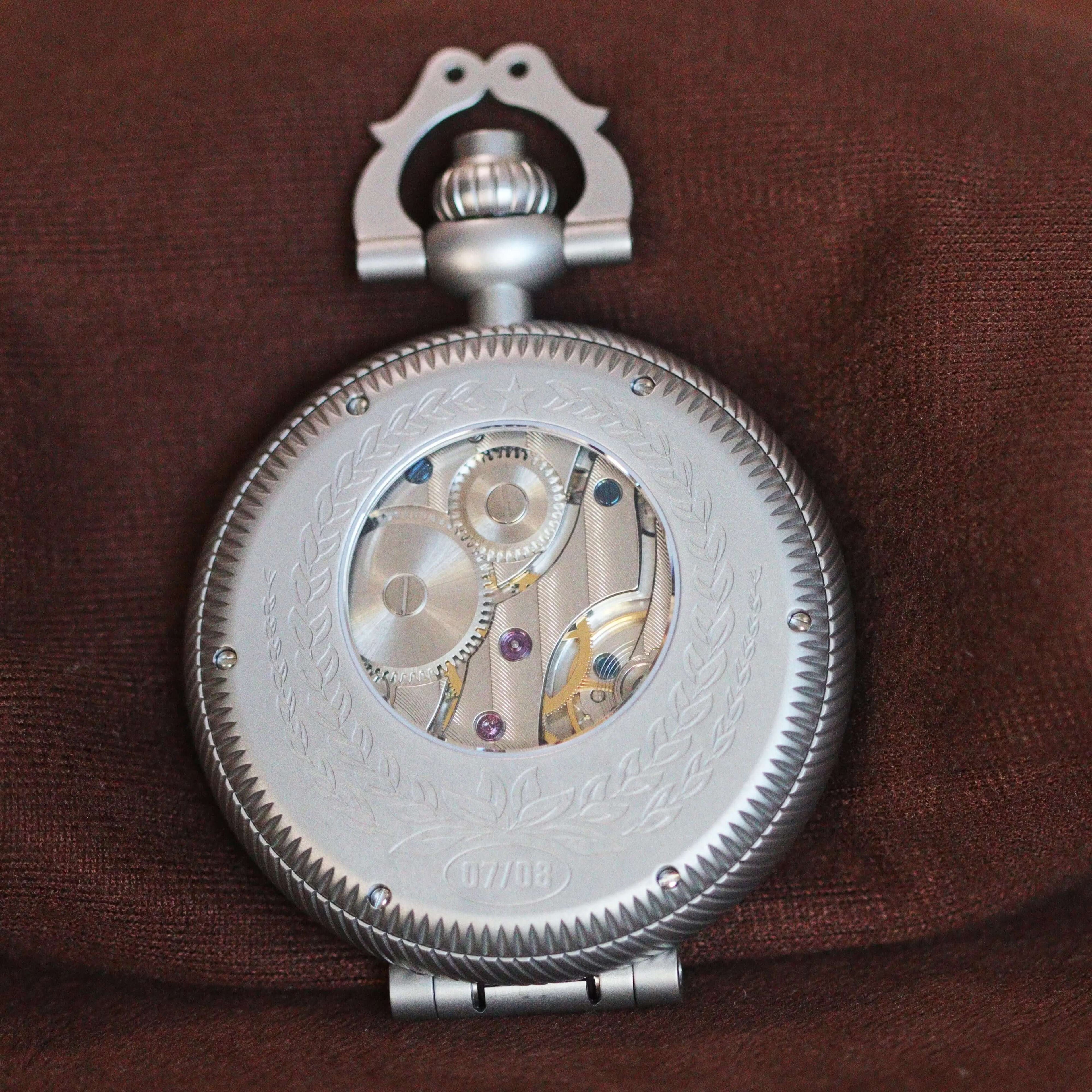 Waterproof mechanical bronze/sandblasted steel pocket watch sidaxin