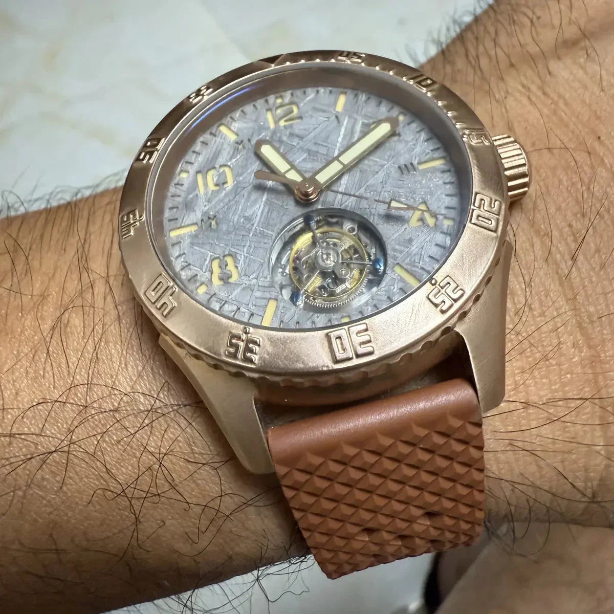 Automatic coaxial tourbillonarched bronze watch sidaxin