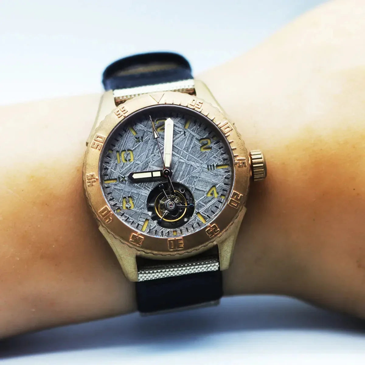 Automatic coaxial tourbillonarched bronze watch sidaxin