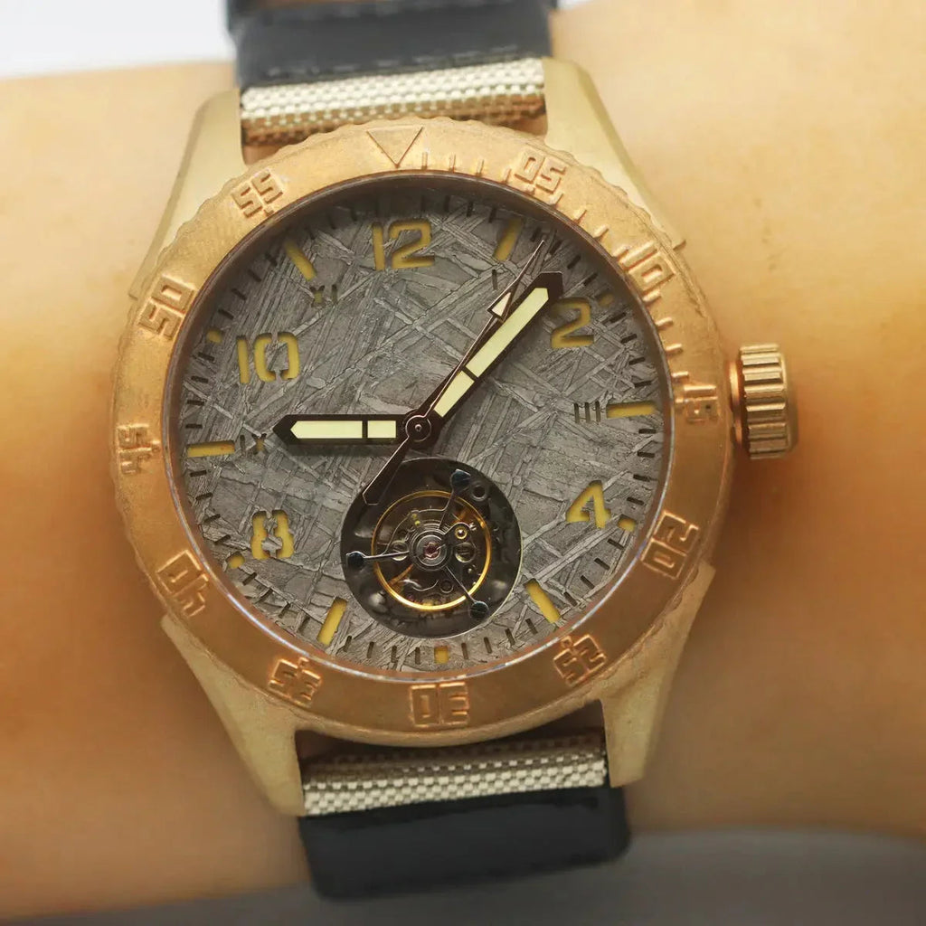 Automatic coaxial tourbillonarched bronze watch sidaxin