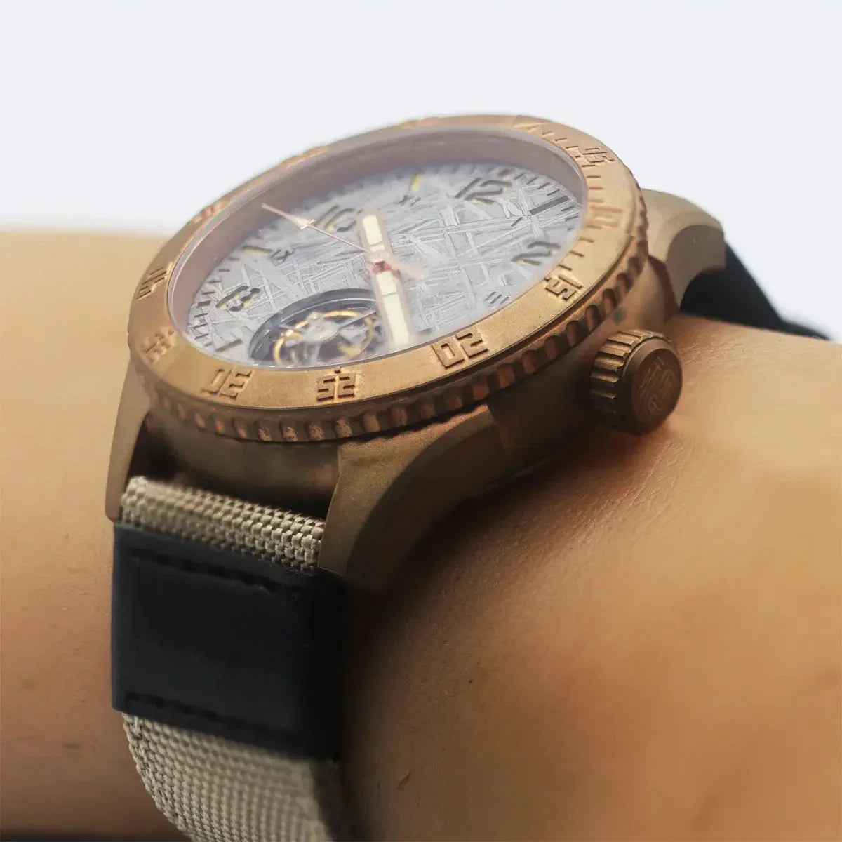 Automatic coaxial tourbillonarched bronze watch sidaxin