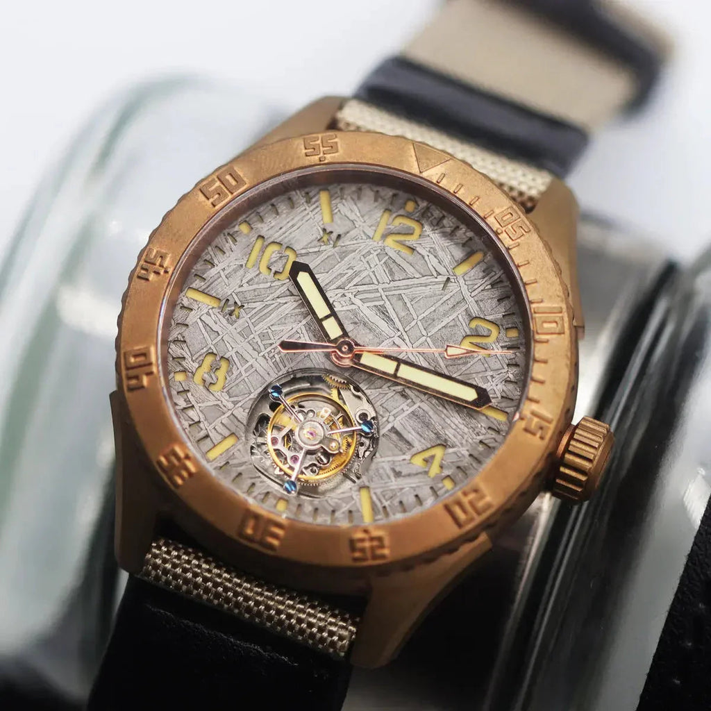 Automatic coaxial tourbillonarched bronze watch sidaxin