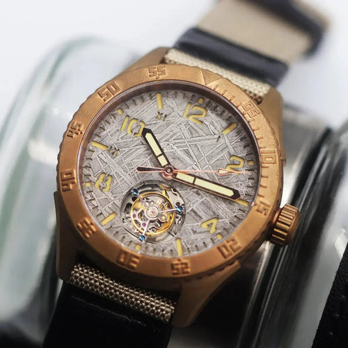 Automatic coaxial tourbillonarched bronze watch sidaxin