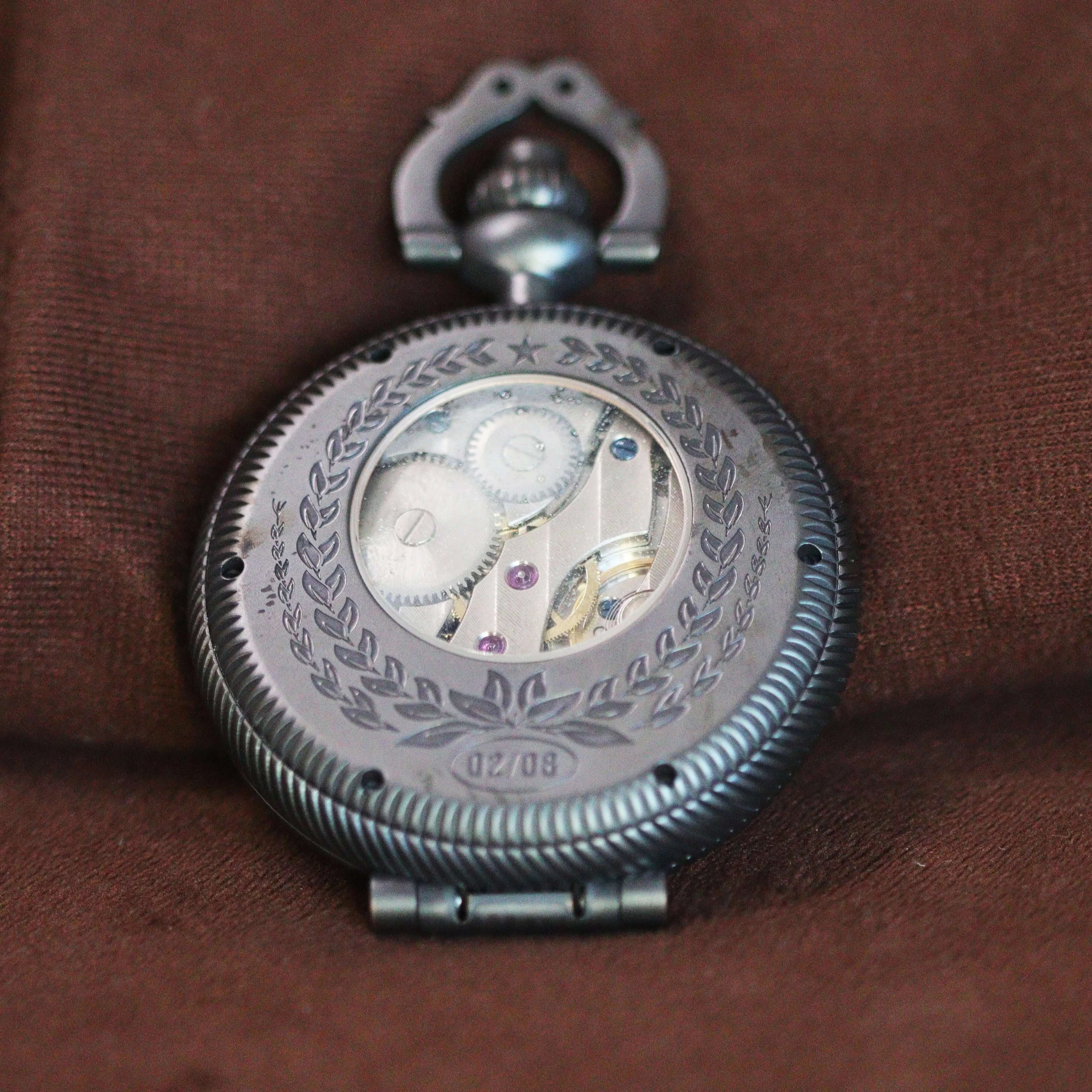 Waterproof mechanical bronze/sandblasted steel pocket watch sidaxin